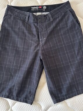 Quiksilver Men’s Dark Gray Plaid Hybrid Shorts